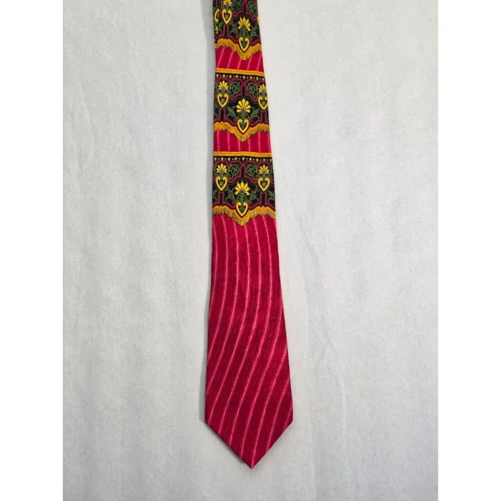 Rush Limbaugh Vintage 1996 Silk Tie No Boundaries Baroque Fringe Red Gold